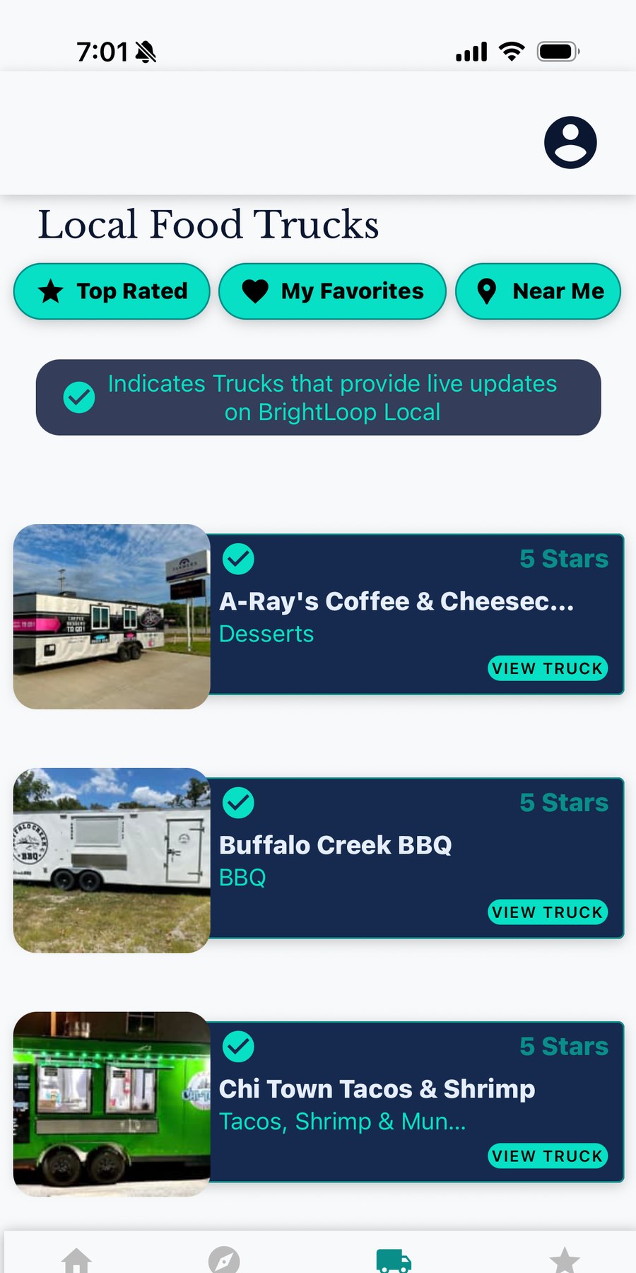 Food truck finder in BrightLoop Local